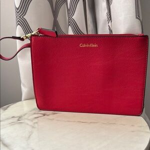 New w/o tag Calvin Klein Red Wristlet Bag 9.5” x 6.5”